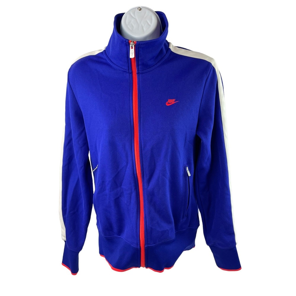 VINTAGE Nike Sportswear Jacket Womens Medium Blue Athletic Track Jacket